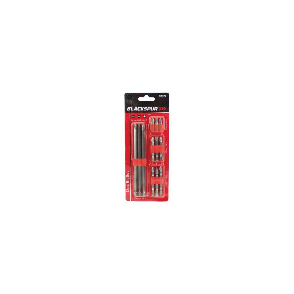 12Pc Short Extra Long Screwdriver Bit Set PZ2 PH2 S6 Flat Pozi Phillips Tool