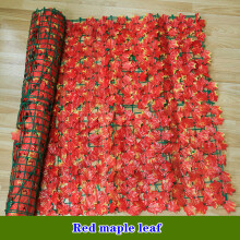 (Red maple leaf, 1m x 3m) Artificial Leaf Fence Hedge Wall Outdoor Garden Fence Decoration Privacy Screen Protect Ivy Fence Vertical Courtyard Hedge