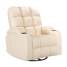 (Cream) WestWood Massage Cinema Recliner Sofa Chair PU Leather Armchair Swivel MLS12