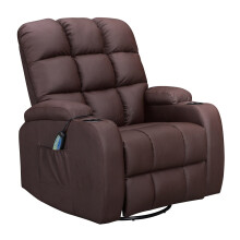 (Brown) WestWood Massage Cinema Recliner Sofa Chair PU Leather Armchair Swivel MLS12