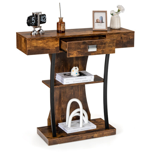 Costway T-Shaped Console Table Behind Couch Table Modern Foyer Accent Table