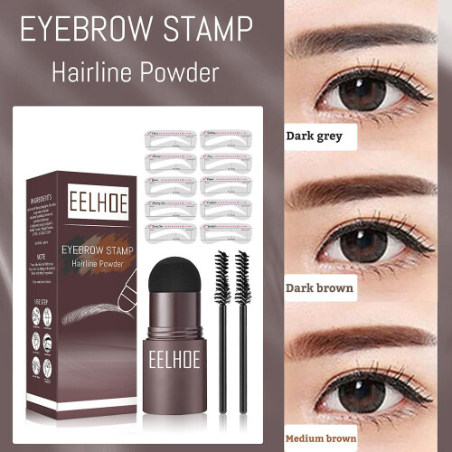 (Medium Brown) Eyebrow Stencil Kit Eyebrow Stamp Shaping Kit Waterproof Eyebrow Print Mold Set 2