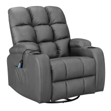 (Grey) WestWood Massage Cinema Recliner Sofa Chair PU Leather Armchair Swivel MLS12