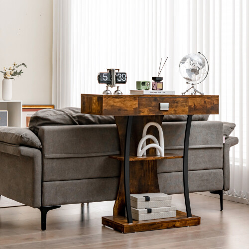 Costway T-Shaped Console Table Behind Couch Table Modern Foyer Accent Table 1