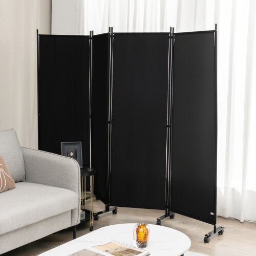 Costway Room Divider on Wheels Portable Freestanding Fabric Screen Divider 1
