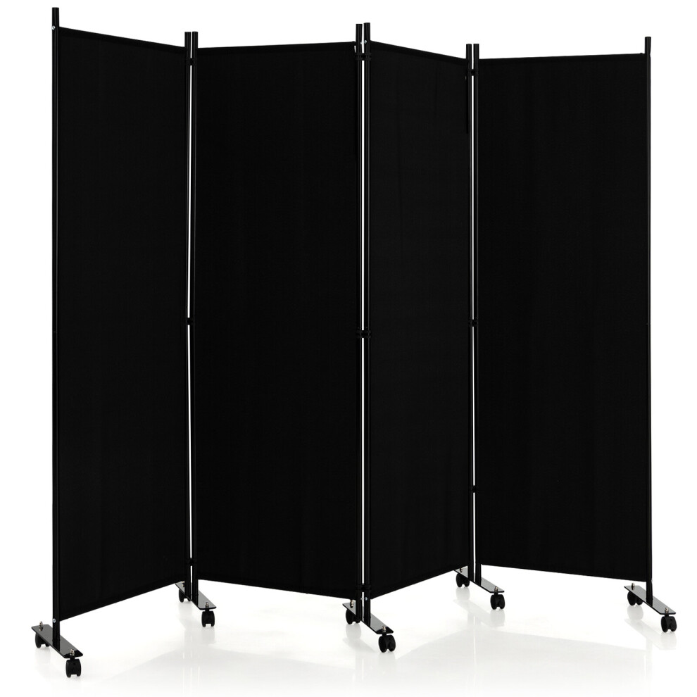 Room Divider on Wheels Portable Freestanding Fabric Screen Divider