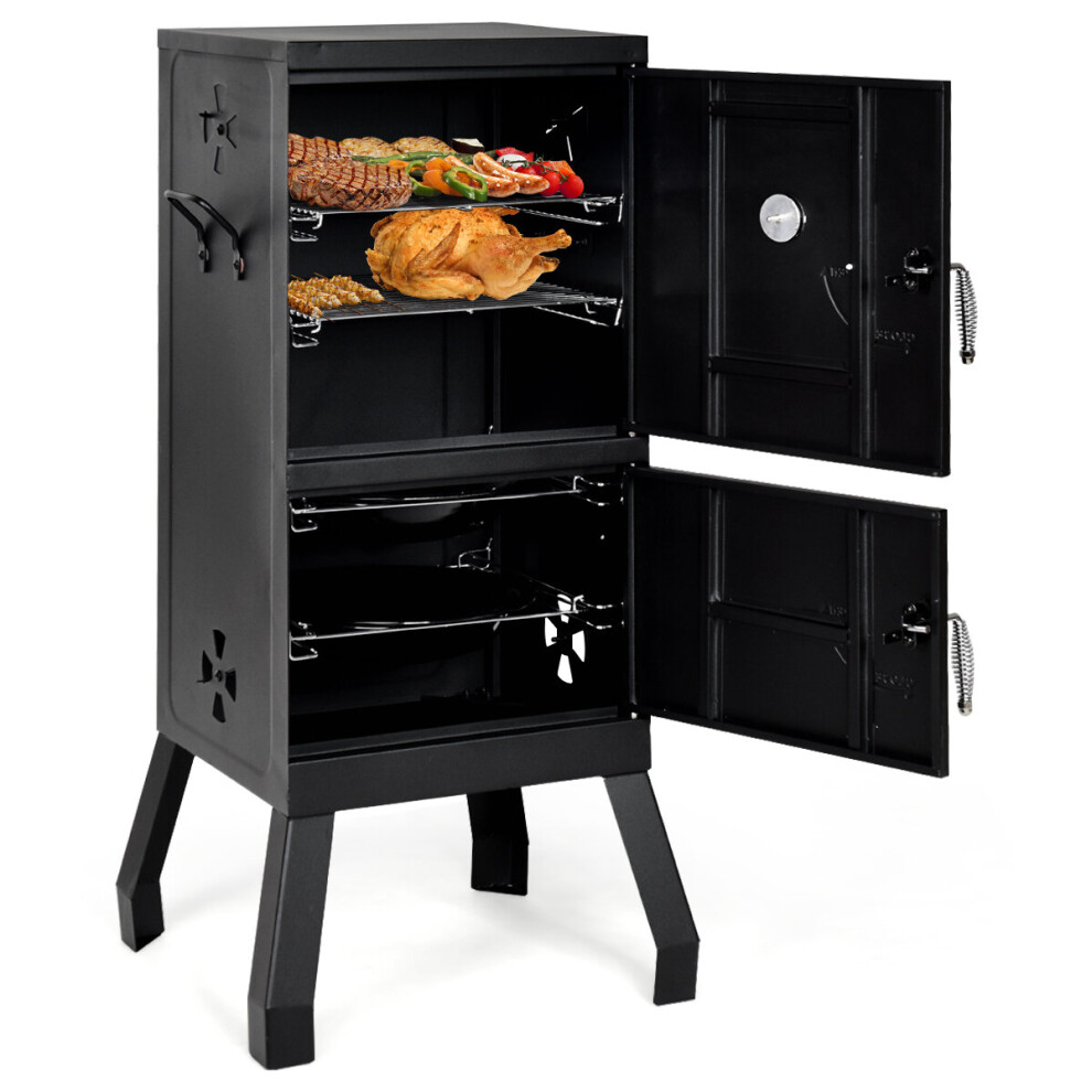 Vertical Charcoal Smoker Outdoors Charcoal Barbeque Smoked Carbon Oven