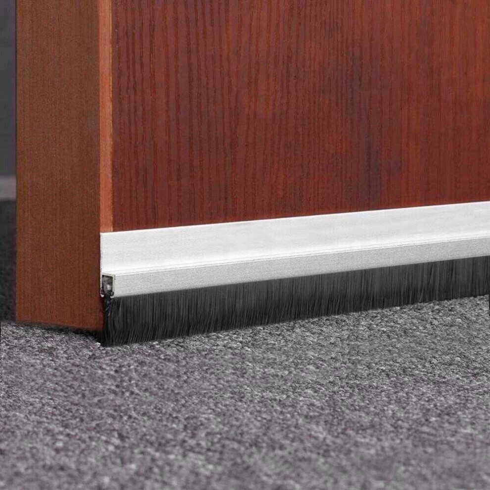 (White) 100Cm Door Aluminium Brush Bottom Sweep Dust Seal