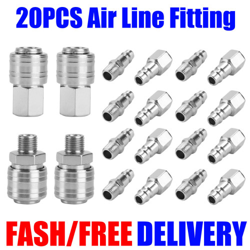 20 PCS Euro Air Line Hose Fitting Connector Quick Release 1/4