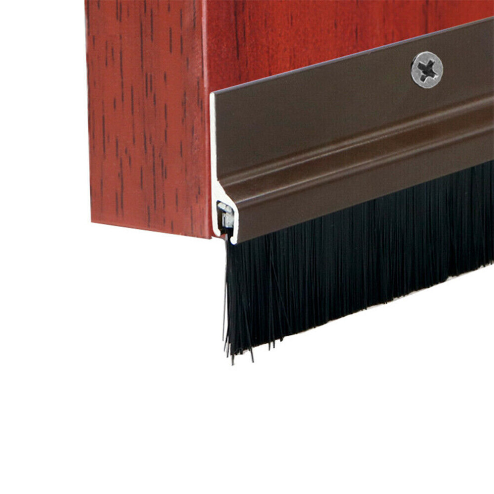 (Brown) 100Cm Door Aluminium Brush Bottom Sweep Dust Seal