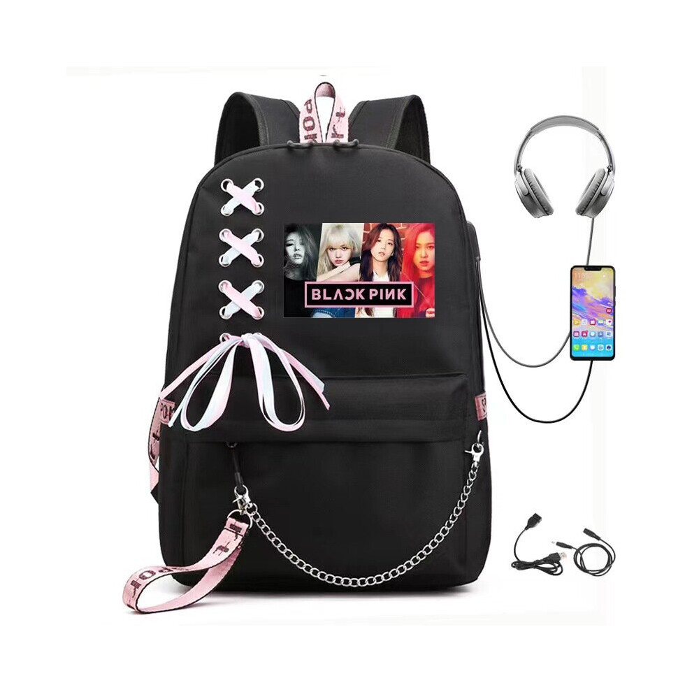 (4) BLACKPINK USB Rechargeable Student Backpack