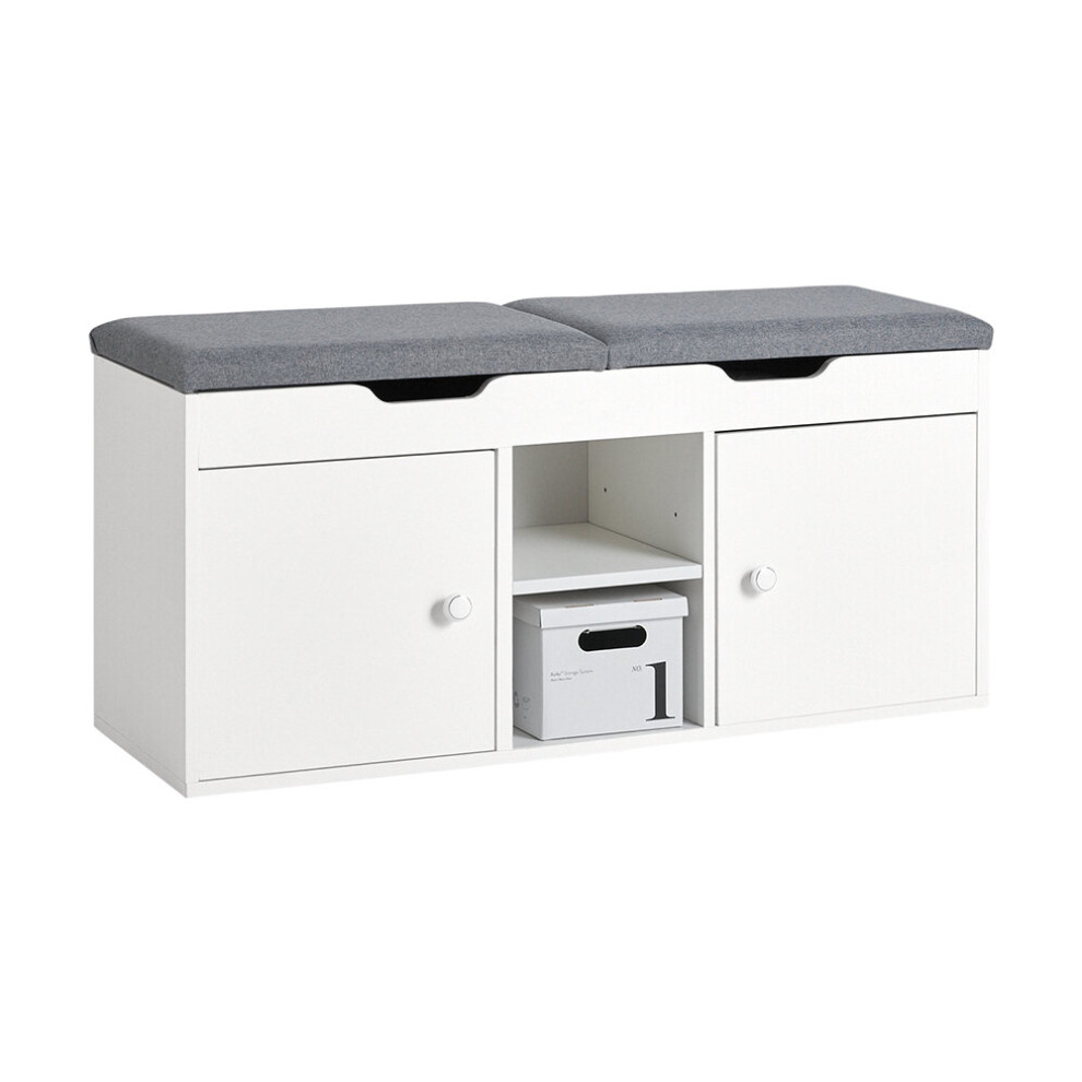 Shoe FSR96-W Rack Shoe Bench Shoe Cabinet with 2 Folding Padded Seats