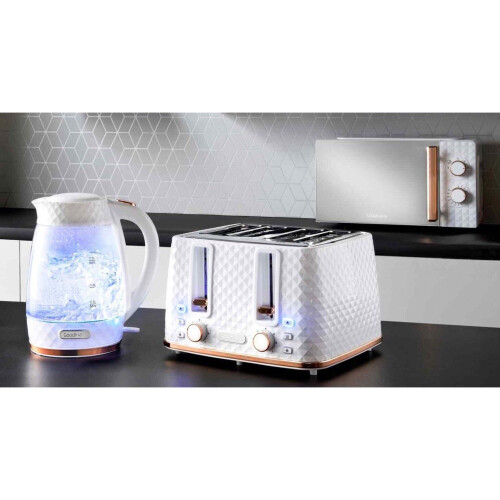 White and rose gold sales kettle toaster and microwave