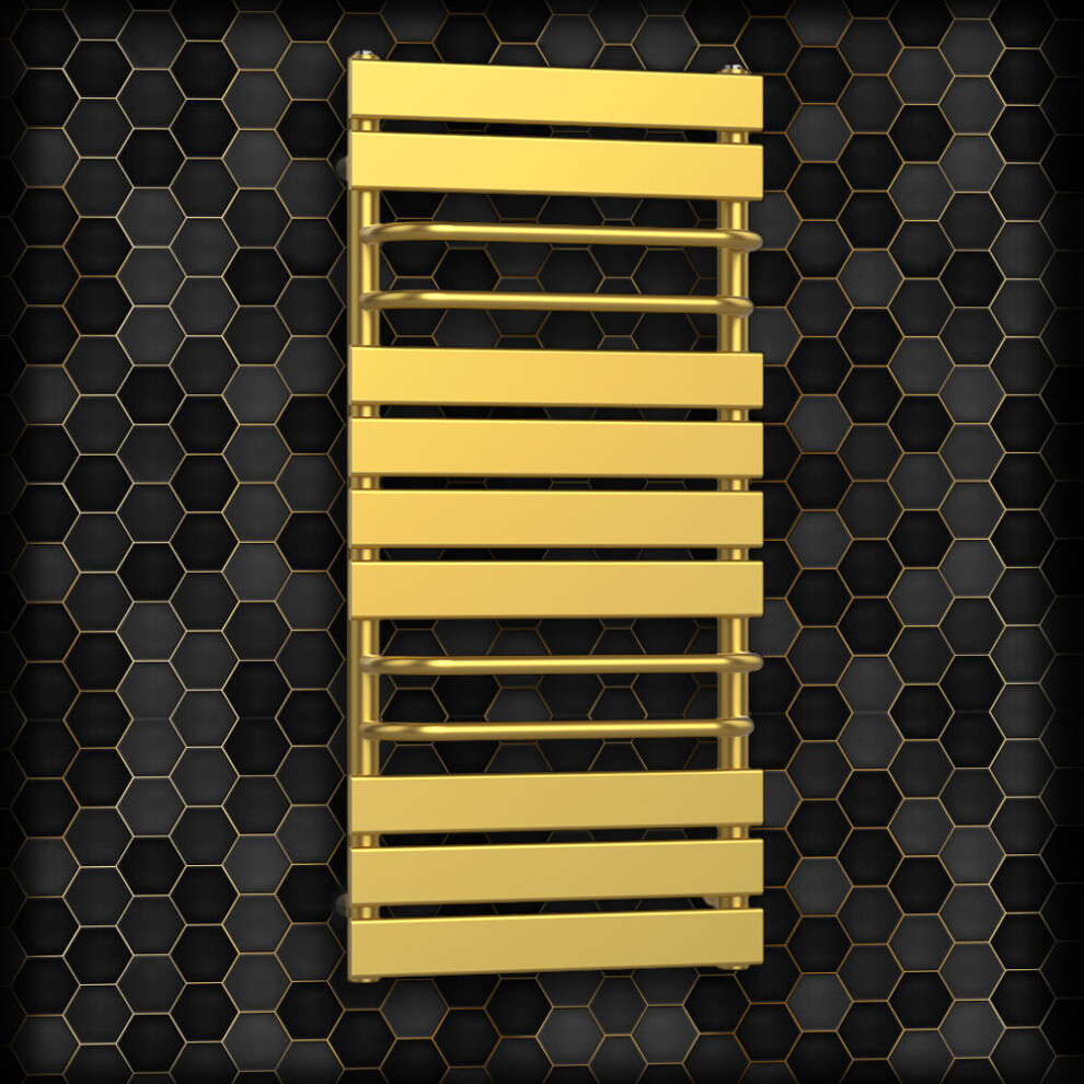 (Radiator Valves) 500 X 1000Mm Designer Gold Towel Rail Radiator 5056616525784