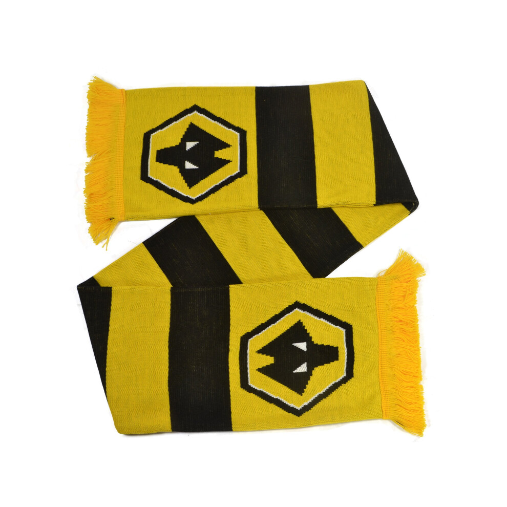 Wolves Bar Scarf Jacquard Knit Scarf Black Yellow