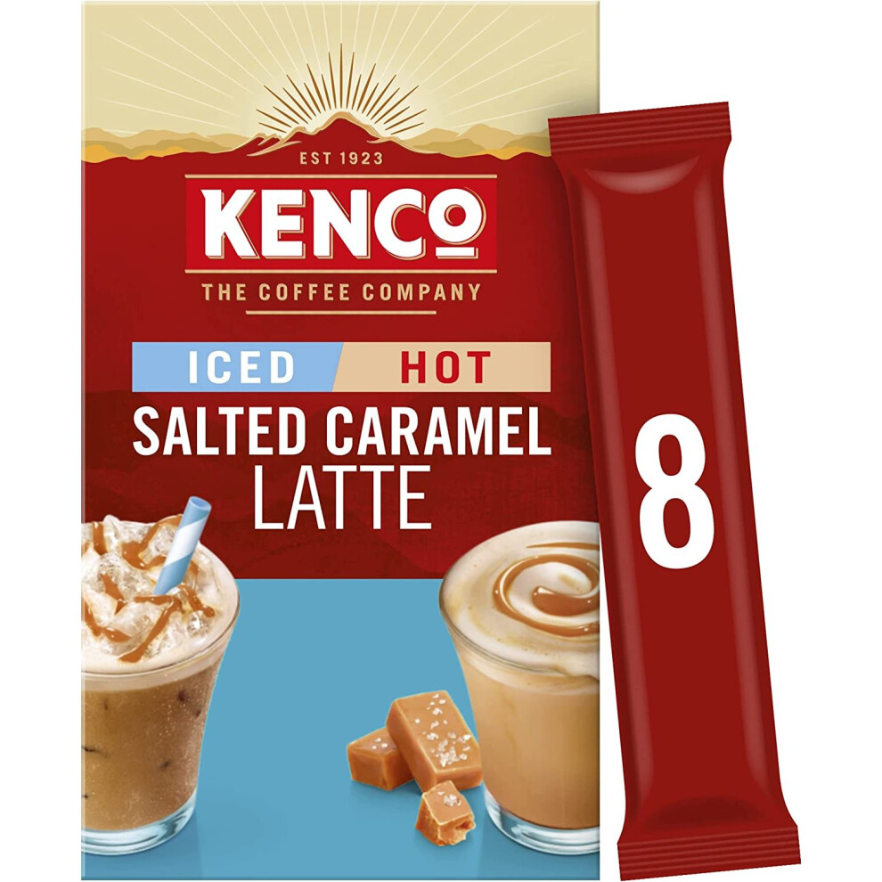 Kenco Iced Hot Salted Caramel Latte Sachets x8 (Pack of 5, Total 40 Sachets)