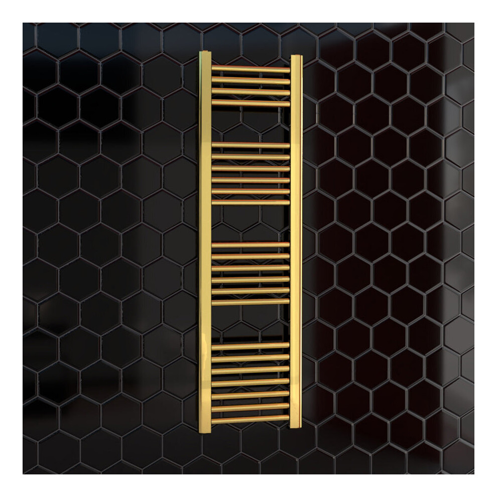 (500 X 1200 Mm (H)) 500Mm Wide Gold Heated Bathroom Towel Rail Radiator For Central Heating Uk Pre-Filled 5056616524756