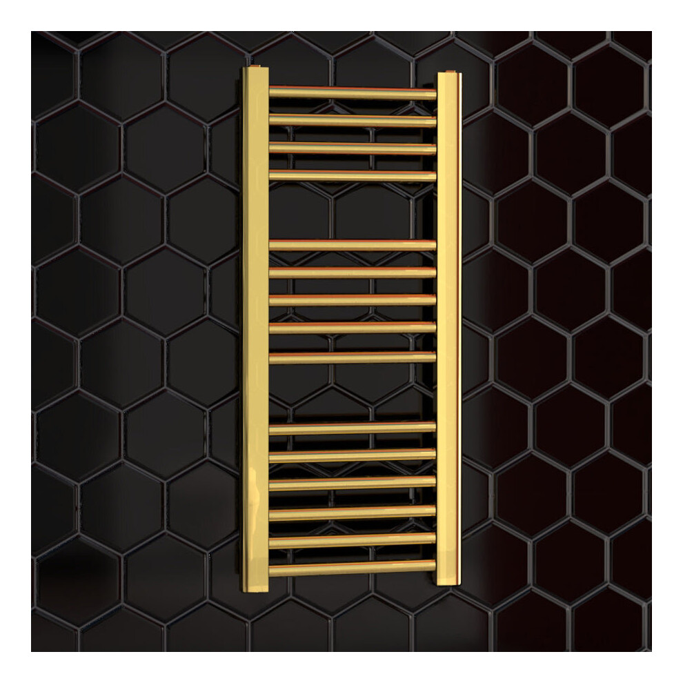 (500 X 800 Mm (H)) 500Mm Wide Gold Heated Bathroom Towel Rail Radiator For Central Heating Uk Pre-Filled 5056616524732