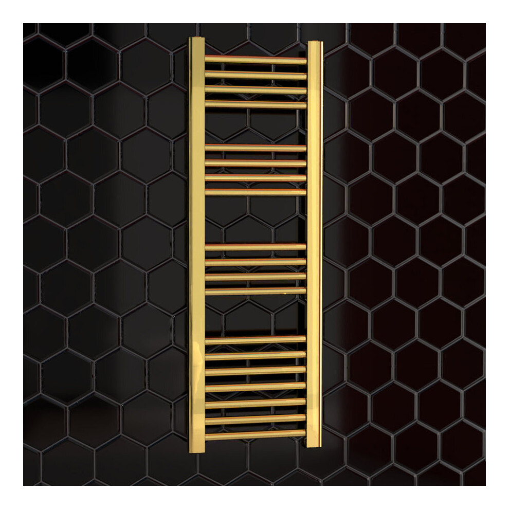 (550 X 1000 Mm (H)) 550Mm Wide Gold Heated Bathroom Towel Rail Radiator For Central Heating Uk Pre-Filled 5056616524787