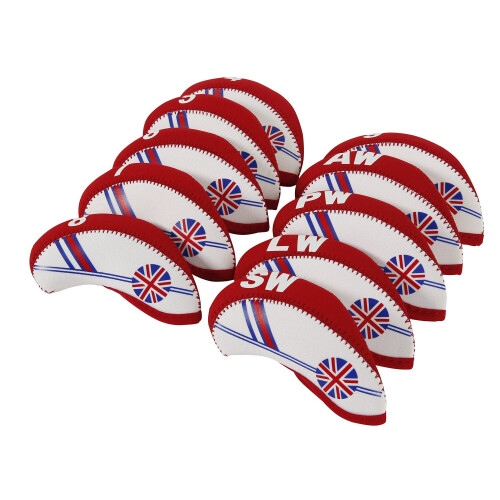 10 Pcs Golf Club Iron Head Covers Protector Headcover Set British in Red