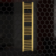 (400 x 1200 mm (h)) 400mm Wide Gold Heated Bathroom Towel Rail Radiator For Central Heating UK Pre-Filled
