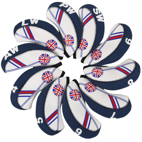 10 Pcs Golf Club Iron Head Covers Protector Headcover Set British in Red 2