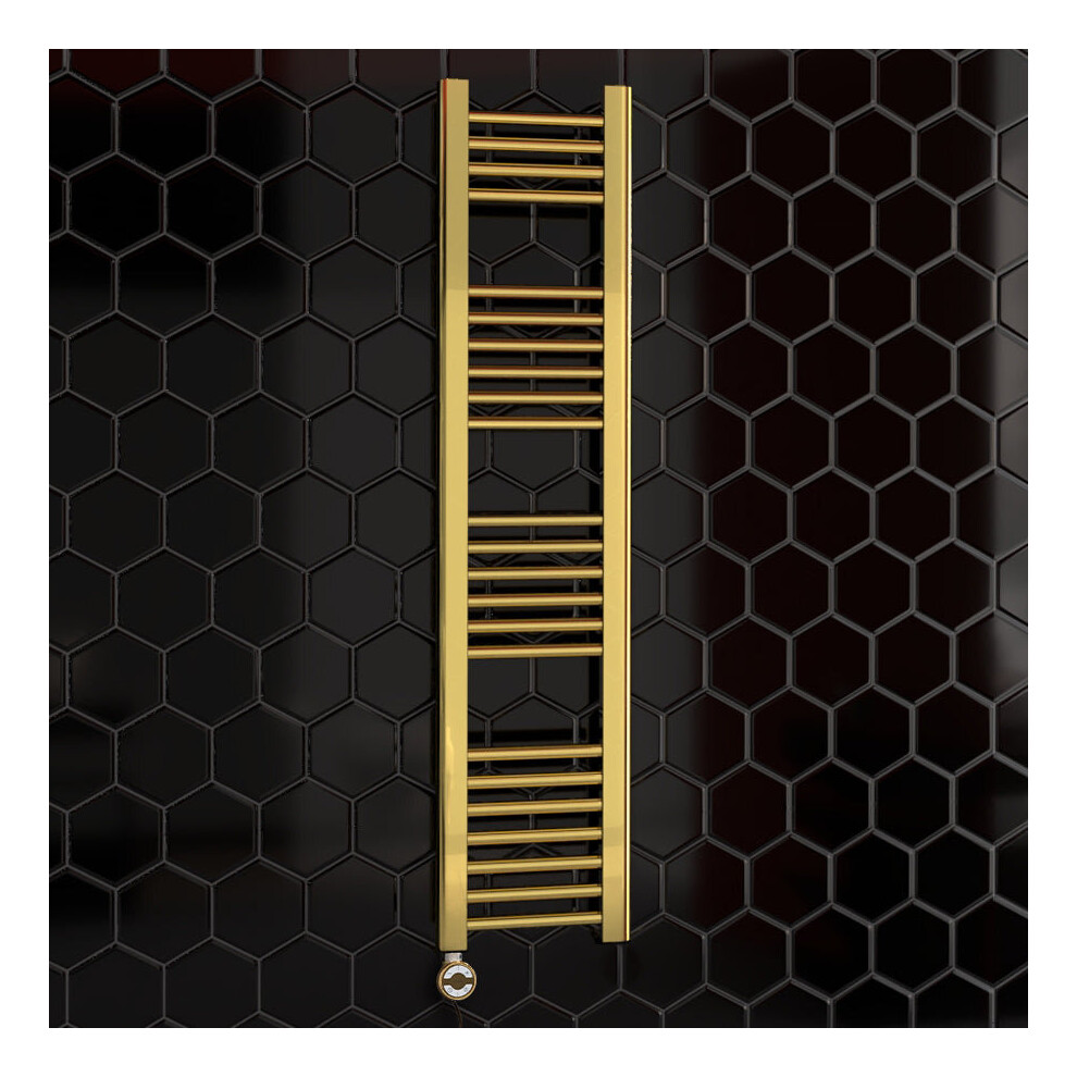 Photos - Radiator ) 400mm Wide Gold Electric Bathroom Towel Rail  With Thermostatic Electric Element UK Pre-Filled(400 x 1200 mm (h)