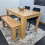 Oak Dining Table 2 Black Tufted Velvet Chairs and 1 Bench Dining Set 8