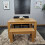 Oak Dining Table 2 Black Tufted Velvet Chairs and 1 Bench Dining Set 4