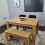 Oak Dining Table 2 Black Tufted Velvet Chairs and 1 Bench Dining Set 5