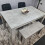 Grey Dining Table, 2 Black Tufted Velvet Chairs and 1 Bench Dining Set 8