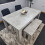 Grey Dining Table, 2 Black Tufted Velvet Chairs and 1 Bench Dining Set 4