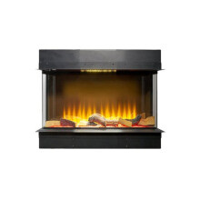 Adam Sahara Panoramic Media Wall Inset Electric Fire - 3D LED Flame Effect, 7-Color Log Bed, 1-2kW Heat, Remote & 7-Day Timer, 3-Sided Glass Front