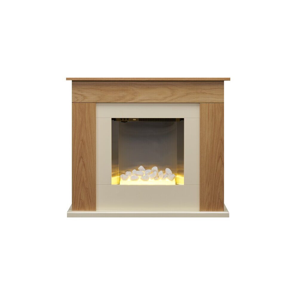 Adam Idaho Electric Fireplace Suite in Oak & Cream, 32 Inch