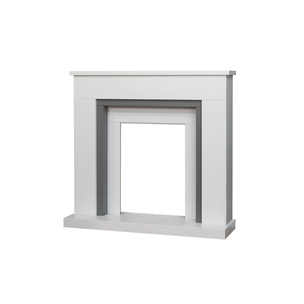 Adam Milan Fireplace in Pure White & Grey, 39 Inch