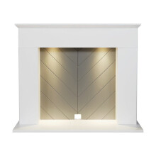 Adam Corinth 48-Inch Electric Fireplace Stove in Pure White & Grey with LED Downlights - Flat-Wall Fit