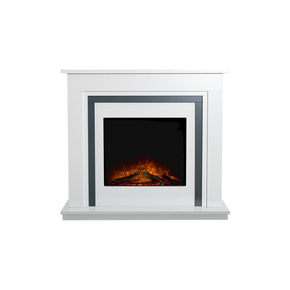 Adam Brentwood Electric Fireplace Suite in Pure White & Grey, 43 Inch