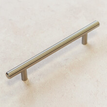 HH5280SSB 128mm Brushed Nickel Kitchen Cabinet Bar Handle - 188mm Length, 12mm Wide, 35mm Projection