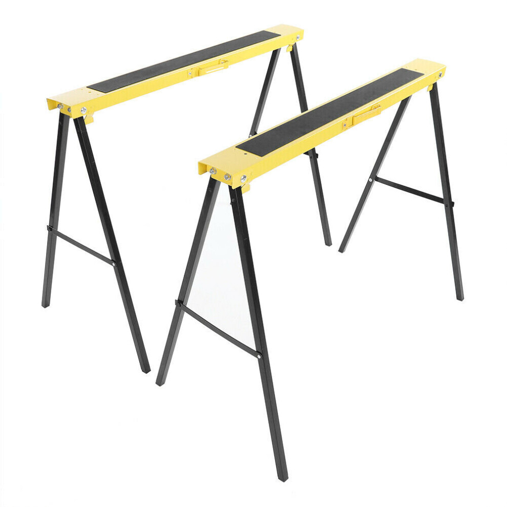 2 x Saw Horse Folding Trestle Non Slip Carpenter Builder Twin Pack