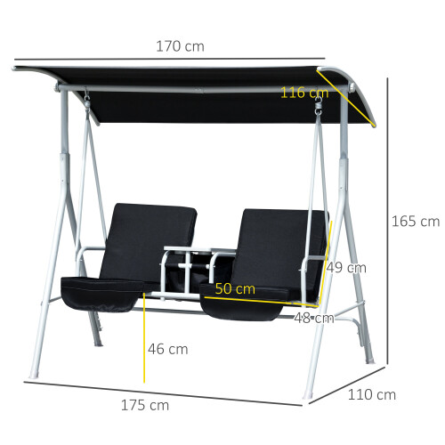 Outsunny Outsunny 2 Person Covered Patio Swing with Pivot Table & Storage Console 1