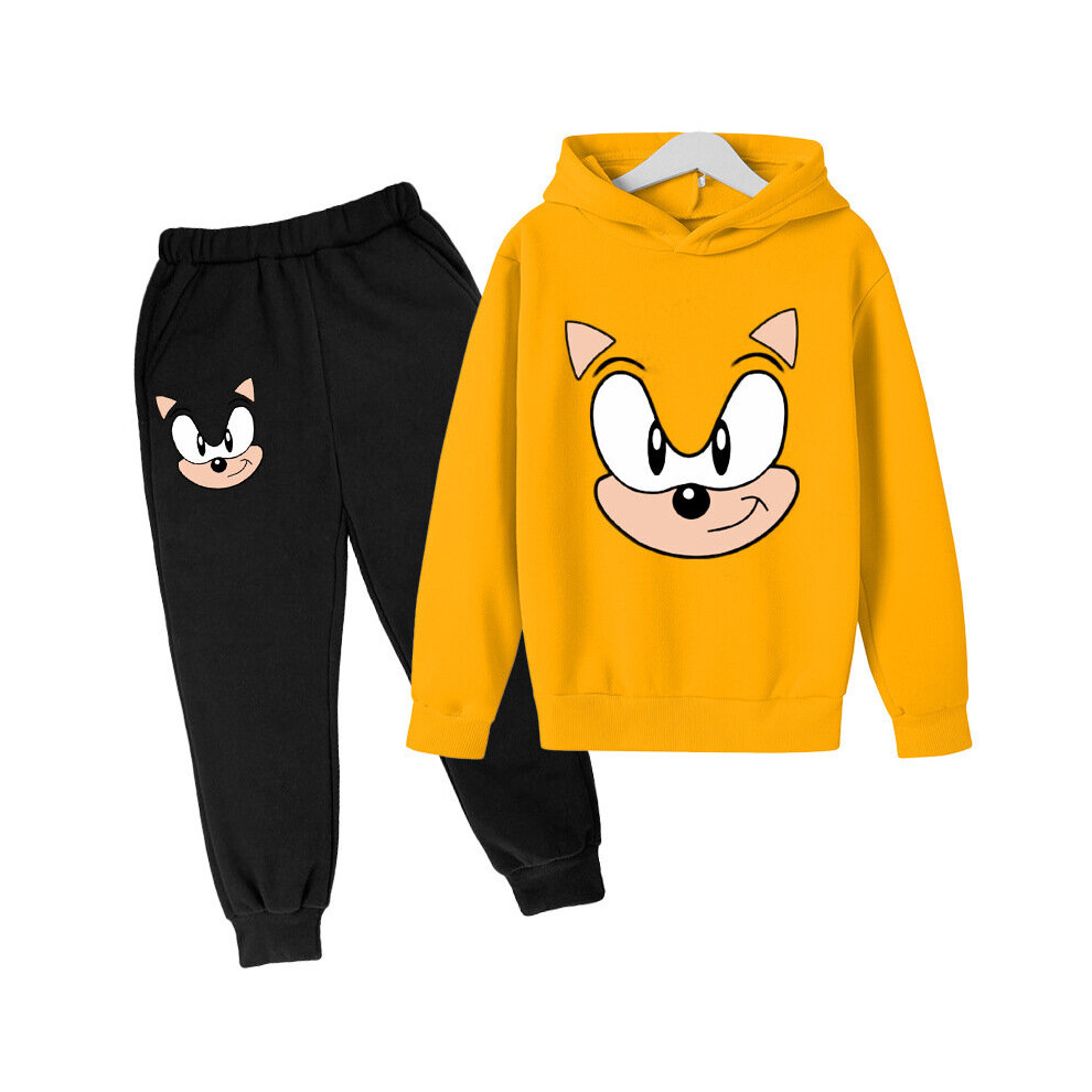 (Yellow, 110CM(3-4T)) NEW'C Sonic Children Hooded Long-Sleeved Sweatshirt Fashion Sports suit Spring Autumn Clothes
