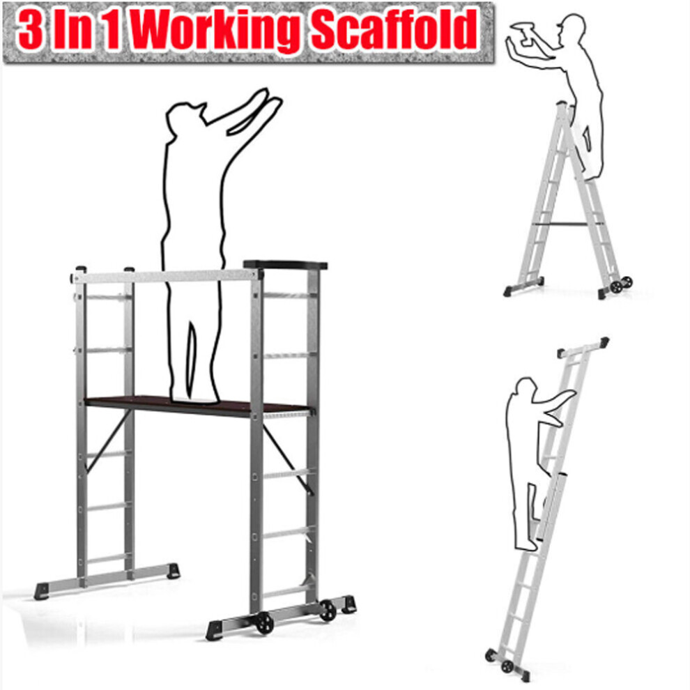3 Way Aluminium Working Ladder Scaffold Tower Platform Multi-Purpose 009732230174