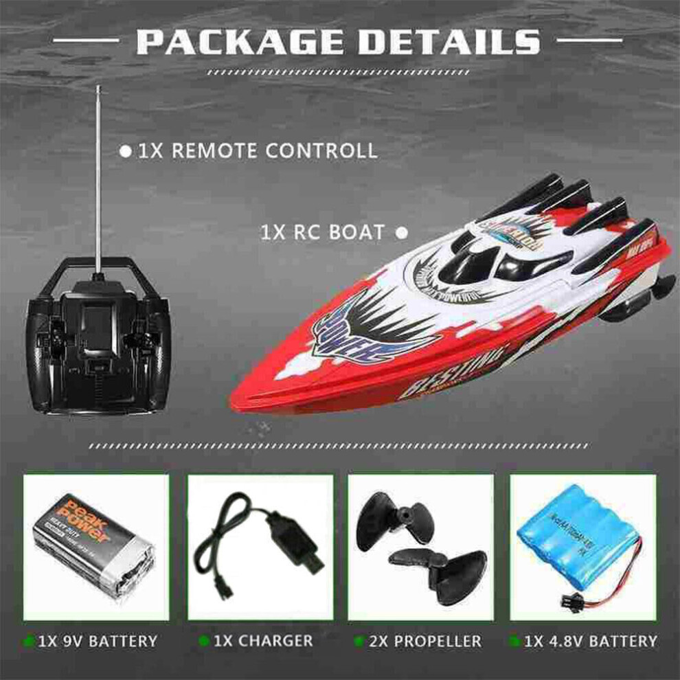 (Red) Remote Control Dual Motor Boat RC Racing Speed Pond Fun Boat For Kids