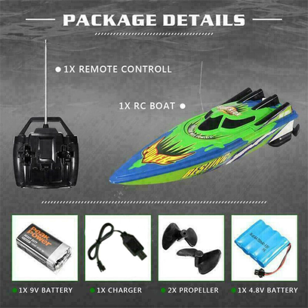 (Green) Remote Control Dual Motor Boat RC Racing Speed Pond Fun Boat For Kids