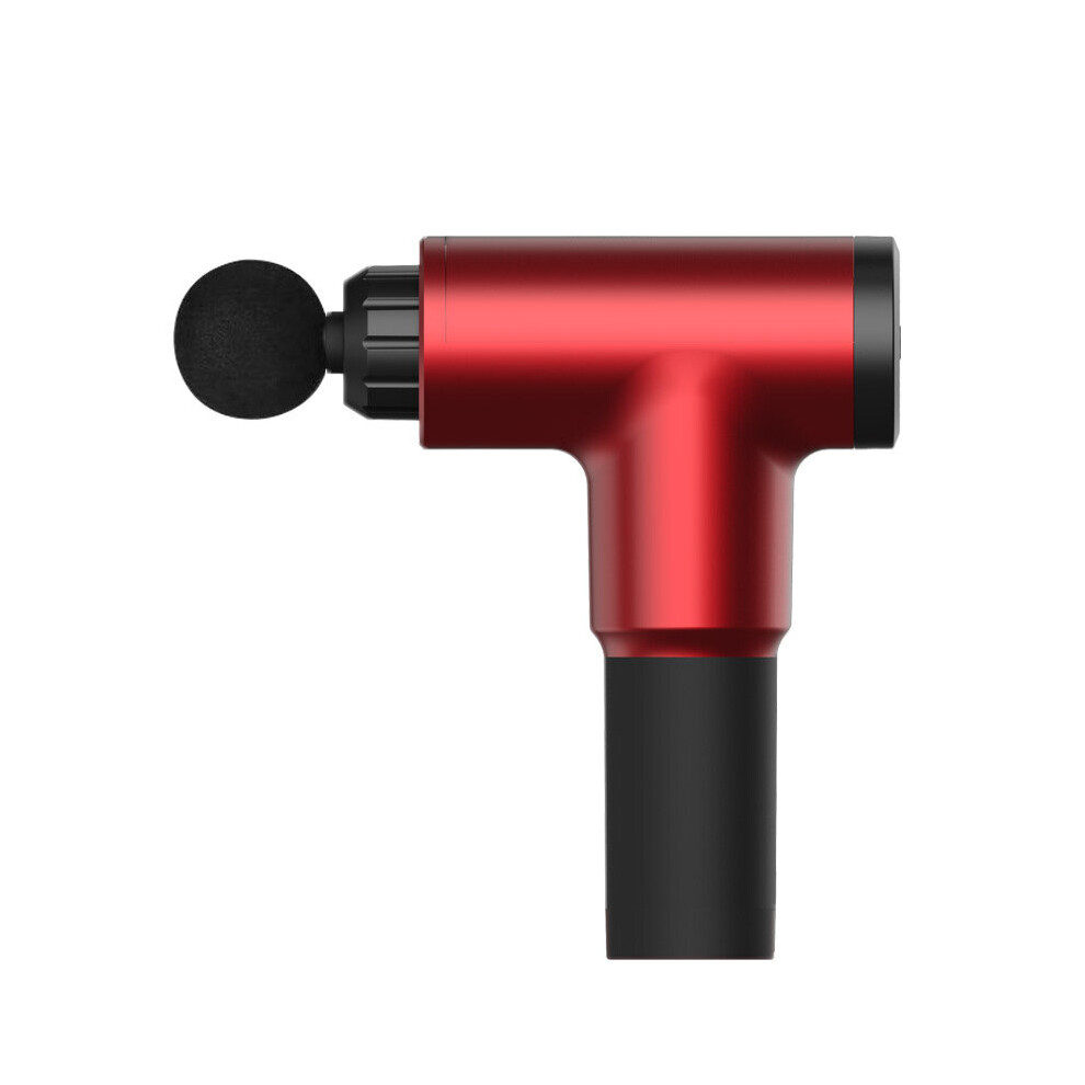 (Red) Massage gun Fascial muscle relaxation vibration gun Massage and fitness equipment 6 adjustable speeds, 4 massage heads