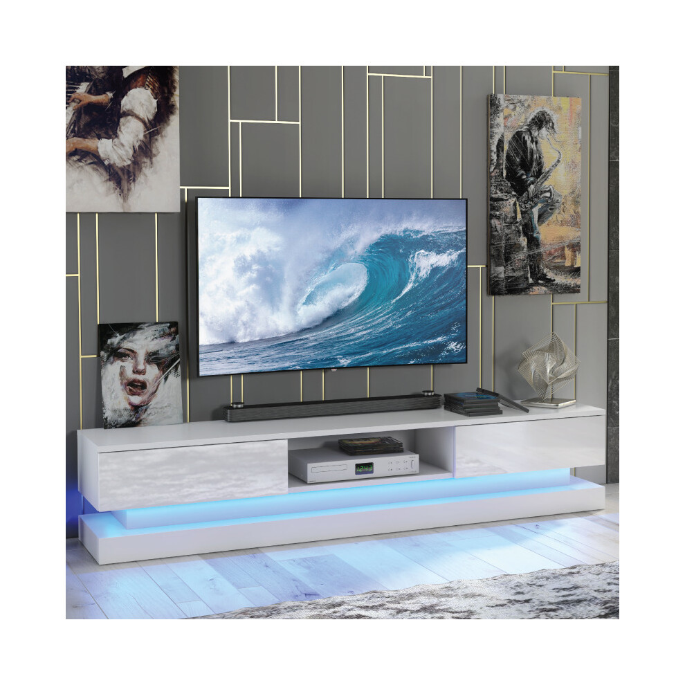 TV Unit 180cm LED Creative Furniture - White Gloss Doors