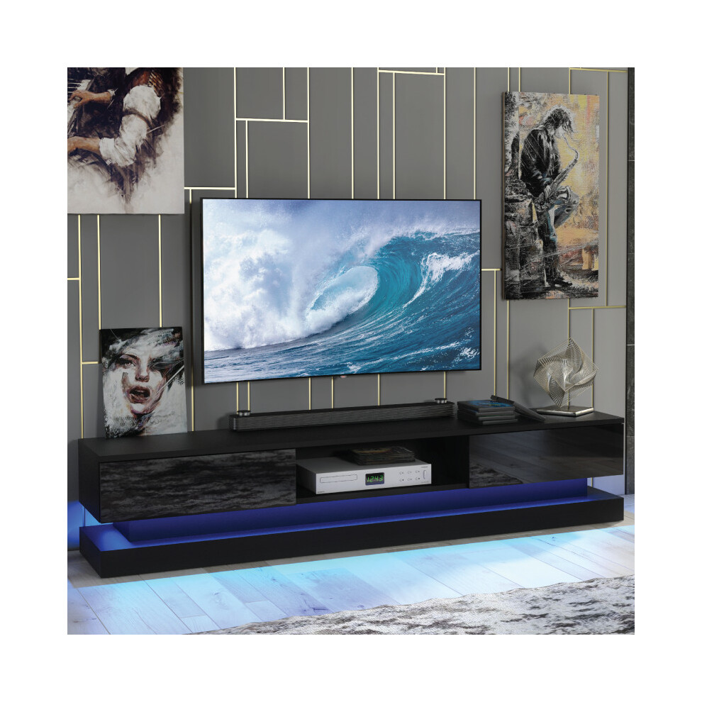 Bloom 180cm TV Unit LED - Black Gloss Doors