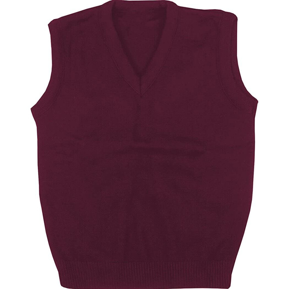 (Maroon, M) DON Last Man Stands Mens Kids Plain V Neck Sleeveless Sweater Jumper Tank Top Jersey Golf Casual **New