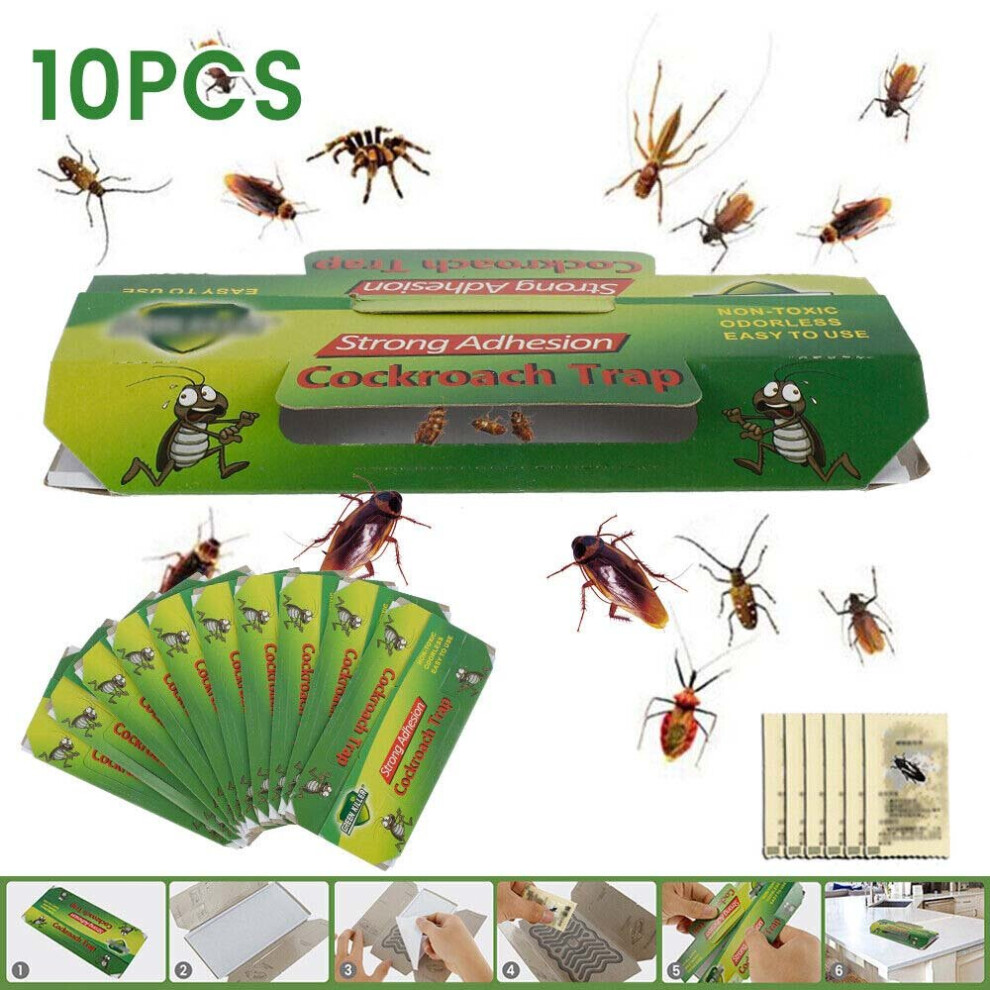 10pcs Cockroach Trap Bait Sticky Traps Glue Pest Control Cockroaches Insect Bug
