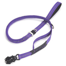 (Purple) Heavy Duty Dog Leash Adjustable Shock Absorbing Leash With Reflective Line